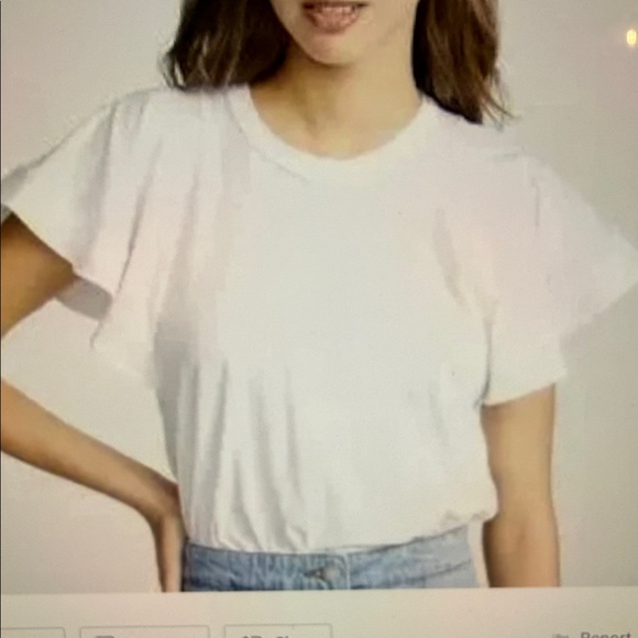 NWOT A.L.C. White flutter Sleeve Tee - Picture 6 of 7